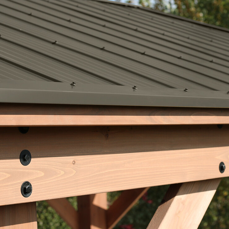 Yardistry 12 x 16ft (3.7 x 4.9m) Wooden Gazebo with Peaked Aluminium Roof