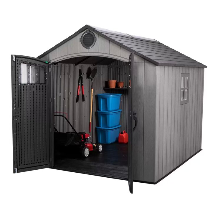 Lifetime 8ft x 10ft (2.4 x 3m) Wood Look Storage Shed - Model 60295U Lifetime 8ft x 10ft (2.4 x 3m) Wood Look Storage Shed - Model 60295U