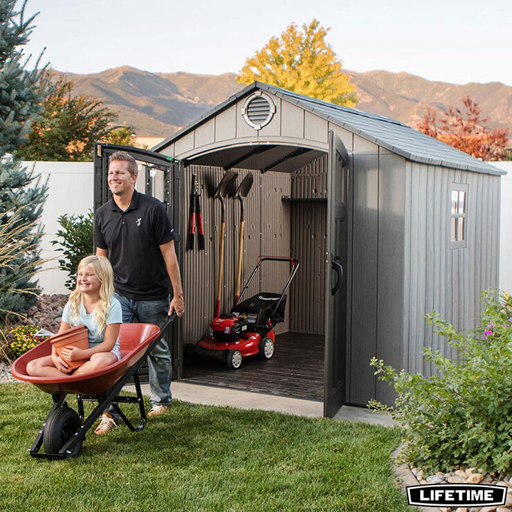Lifetime 8ft x 10ft (2.4 x 3m) Wood Look Storage Shed - Model 60295U Lifetime 8ft x 10ft (2.4 x 3m) Wood Look Storage Shed - Model 60295U