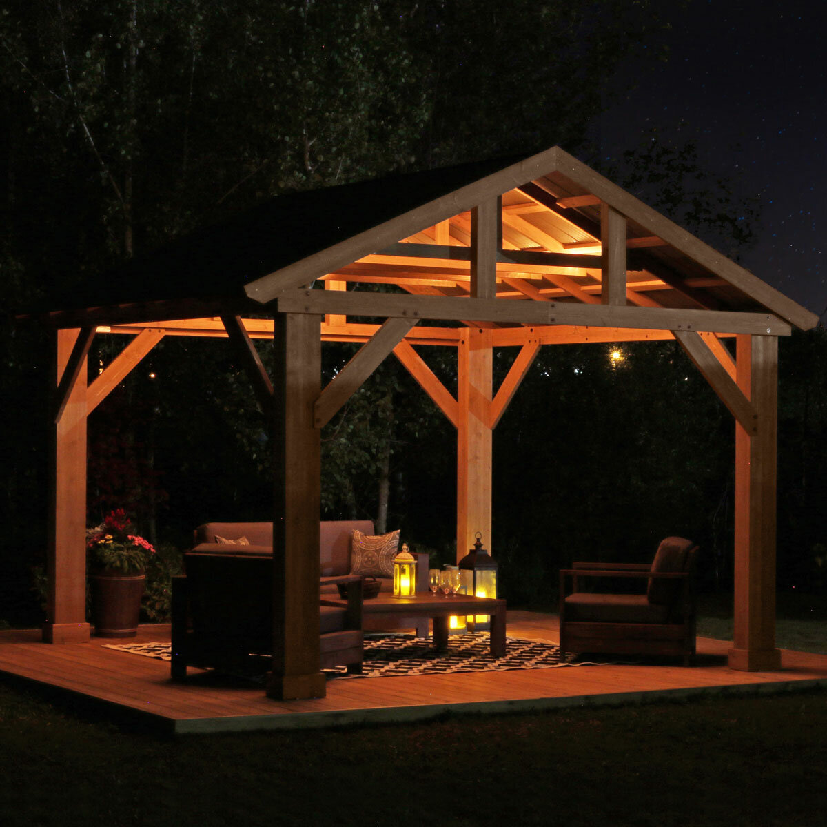 Yardistry 14ft x 12ft (4.3 x 3.7m) Wooden Pavilion with Aluminium Roof