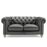 Allington 2 Seater Grey Leather Chesterfield Sofa