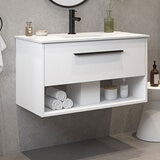 Ove Camila 900mm Wide Wall Mounted Vanity in Matte White