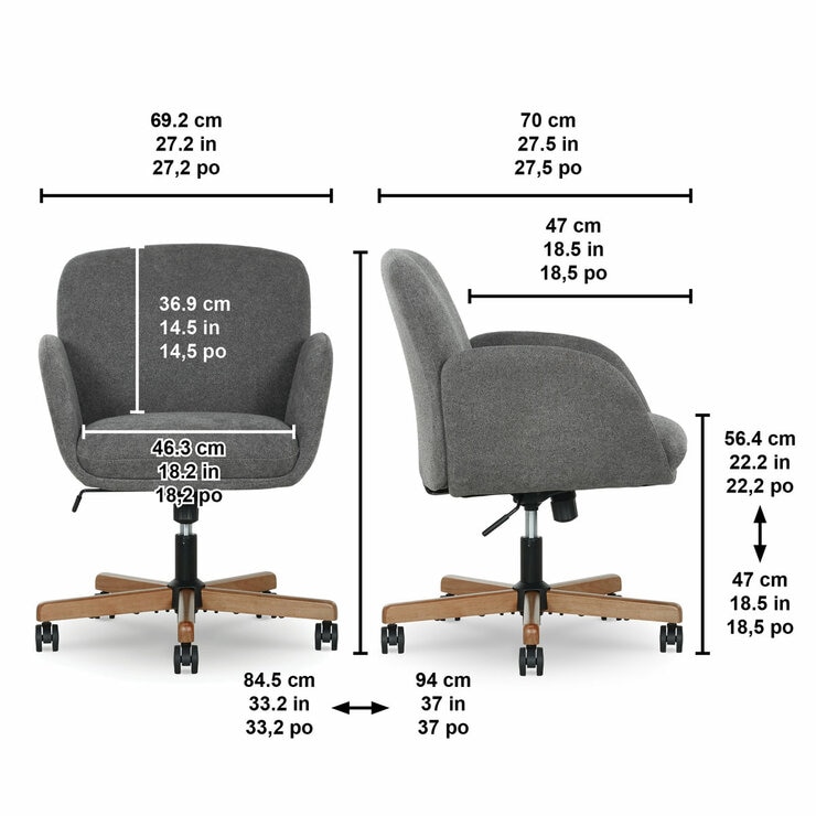 Henredon Murphy Fabric Office Chair, Grey