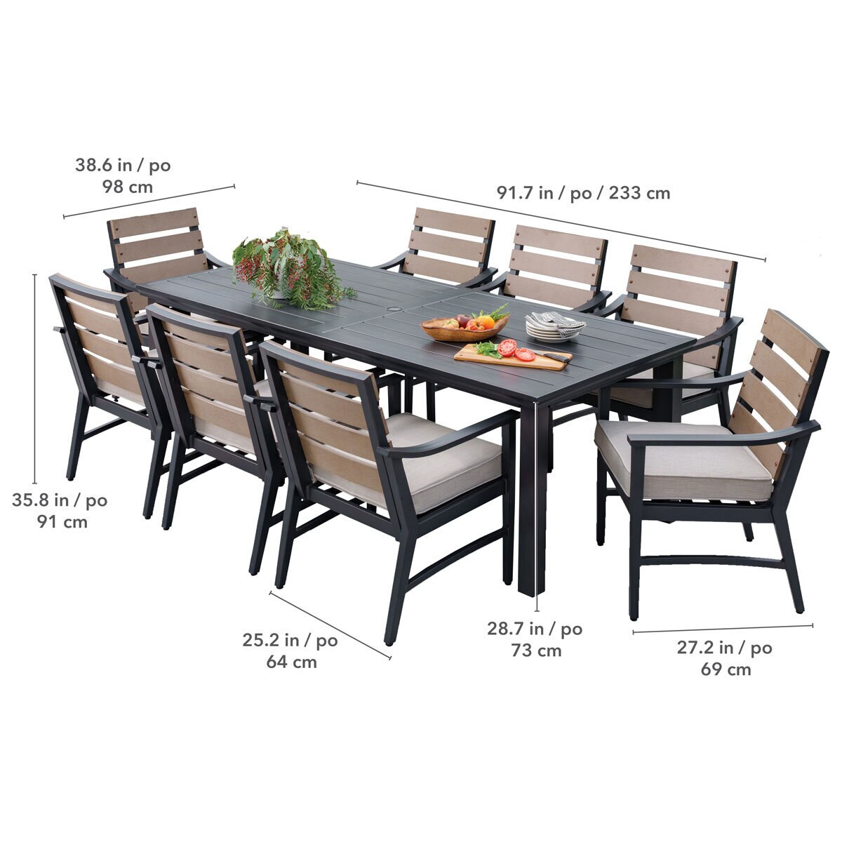 SunVilla Brookwood 9 Piece Cushioned Patio Dining Set + Cover