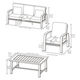 Agio Harper 4 Piece Woven Deep Seating Patio Set + Cover