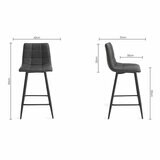 Marlow Grey Faux Leather Tapered Back Bar Stool, 2 Pack