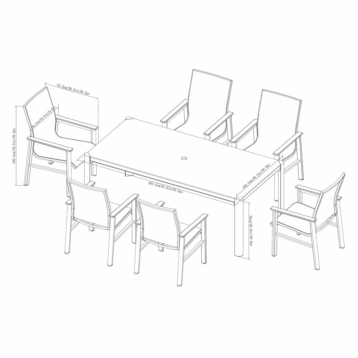 SunVilla Palermo 7 Piece Sling Dining Set + Cover