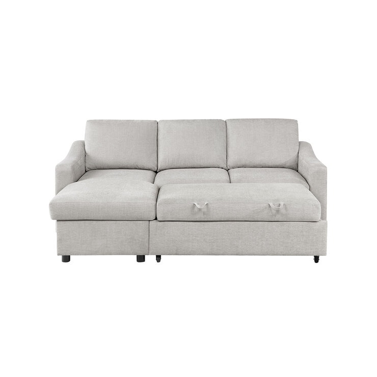 Coddle Aria Beige Fabric Convertible Sofa Bed with Chaise