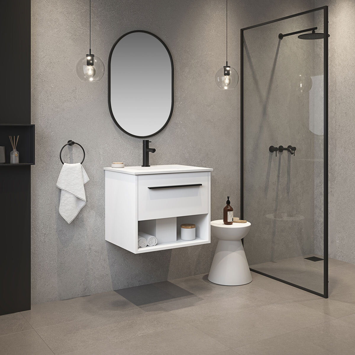 Ove Camila 600mm Wide Wall Mounted Vanity in Matte White