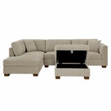 Thomasville Walsen Grey Fabric Corner Sofa with Storage Ottoman, Left Hand Facing