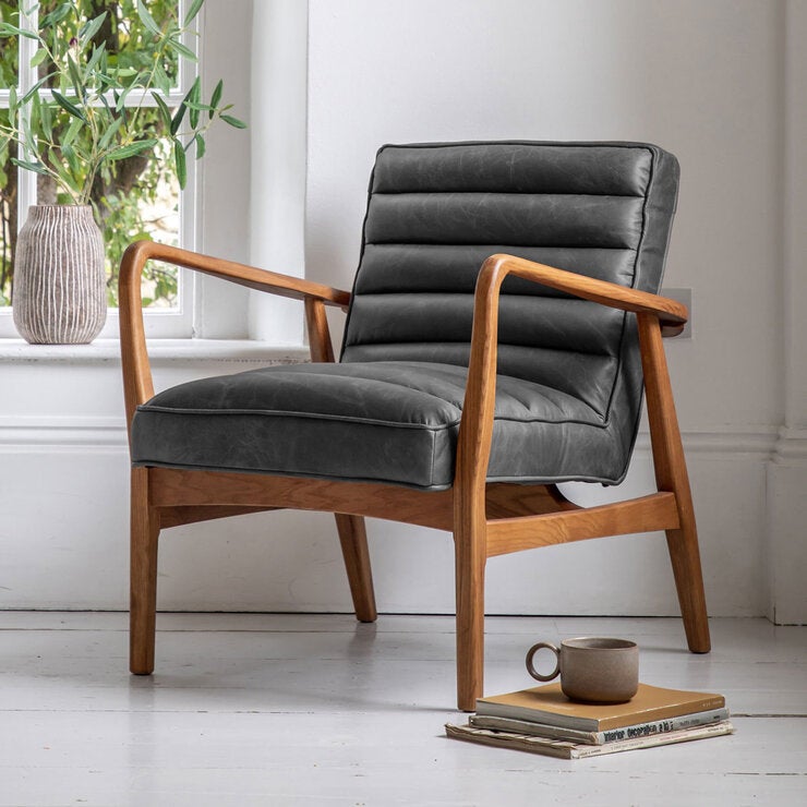 Gallery Datsun Antique Ebony Leather Armchair Gallery Datsun Antique Ebony Leather Armchair