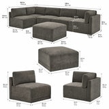 Thomasville Fallon Grey 6 Piece Modular Fabric Sofa