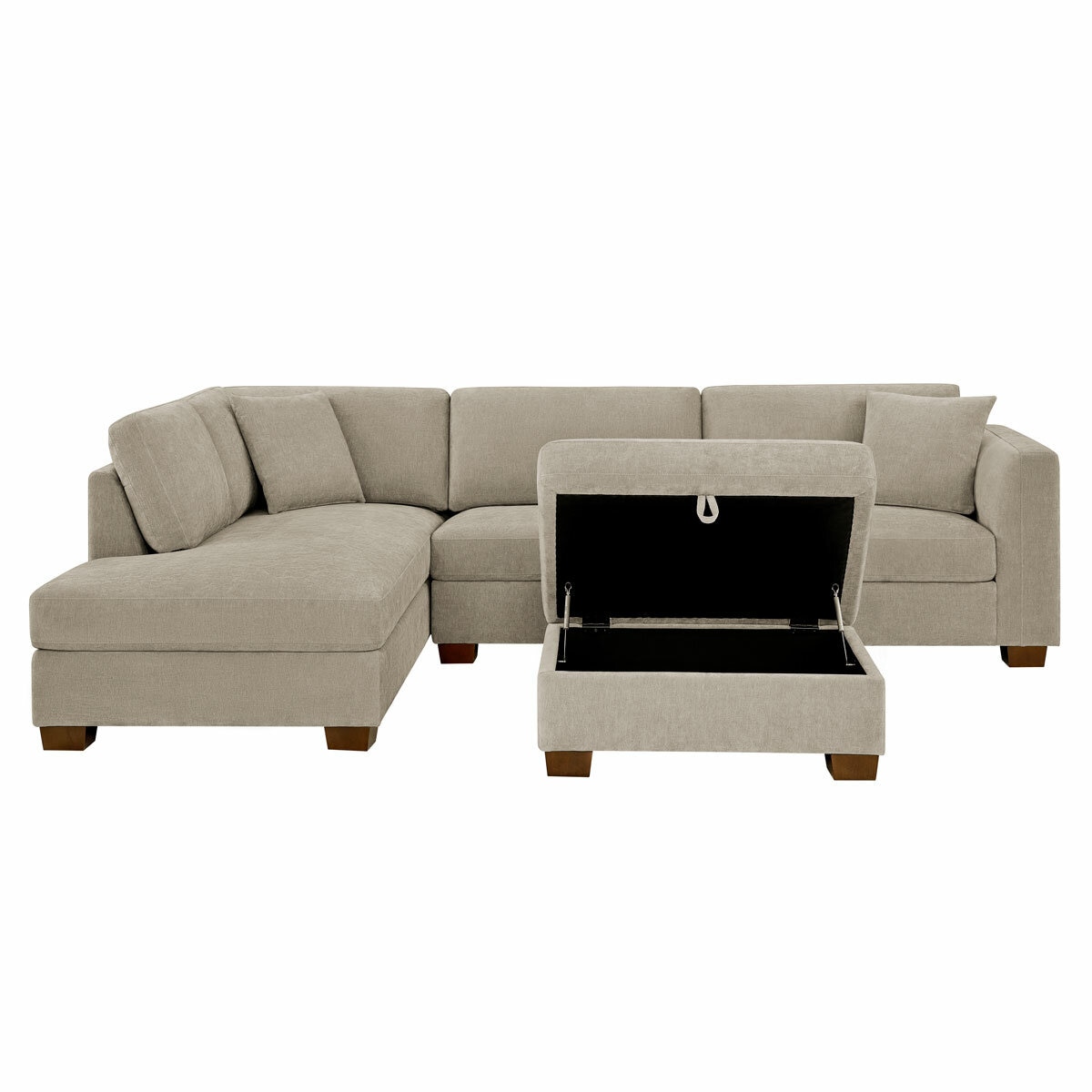Thomasville Walsen Grey Fabric Corner Sofa with Storage Ottoman, Left Hand Facing