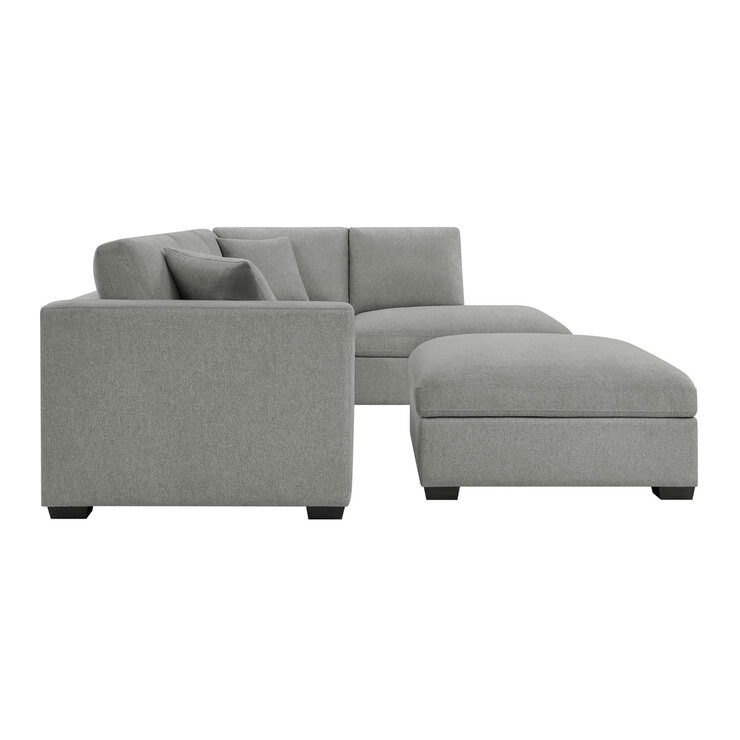 Thomasville Holmes Grey Fabric 3 Piece Sectional Sofa with Storage Ottoman