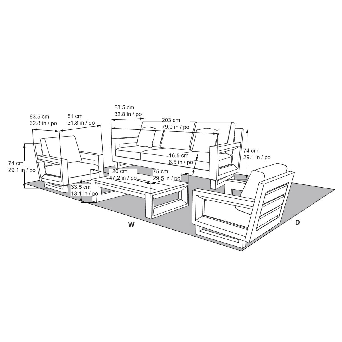 OVE Decors Beaumont 4 Piece Deep Seating Set + Cover
