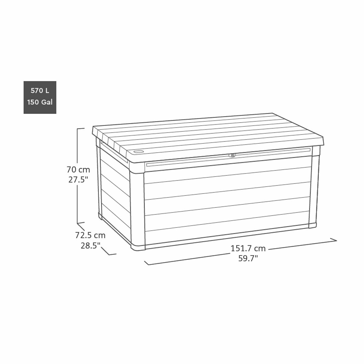 Keter Cortina 570 Litre (150 Gallon) Outdoor Storage Deck Box