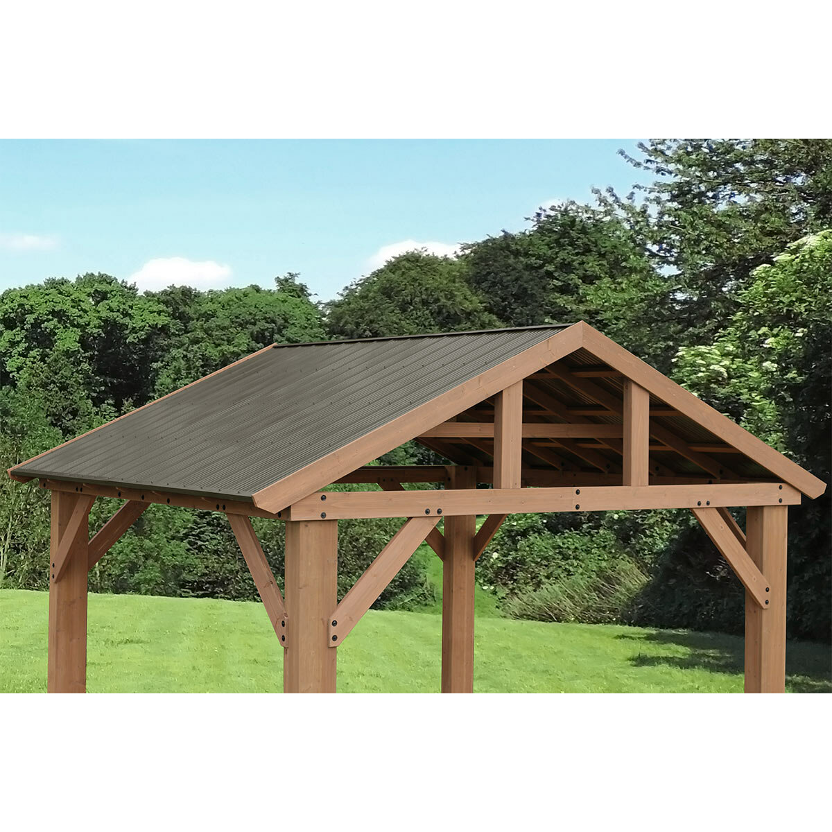 Yardistry 14ft x 12ft (4.3 x 3.7m) Wooden Pavilion with Aluminium Roof