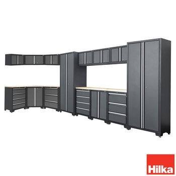 Hilka Garage Bundle 16 piece Corner & Cabinet Storage Set