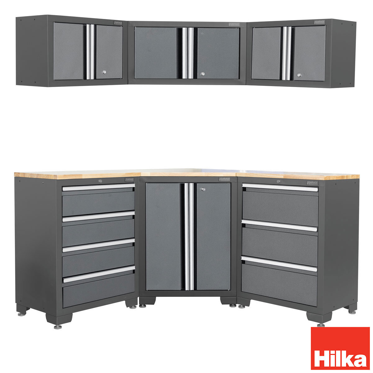 Hilka 7 Piece Garage Corner Cabinet Set