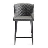 Finch Grey Faux Leather Diamond Stitch Bar Stool, 2 Pack