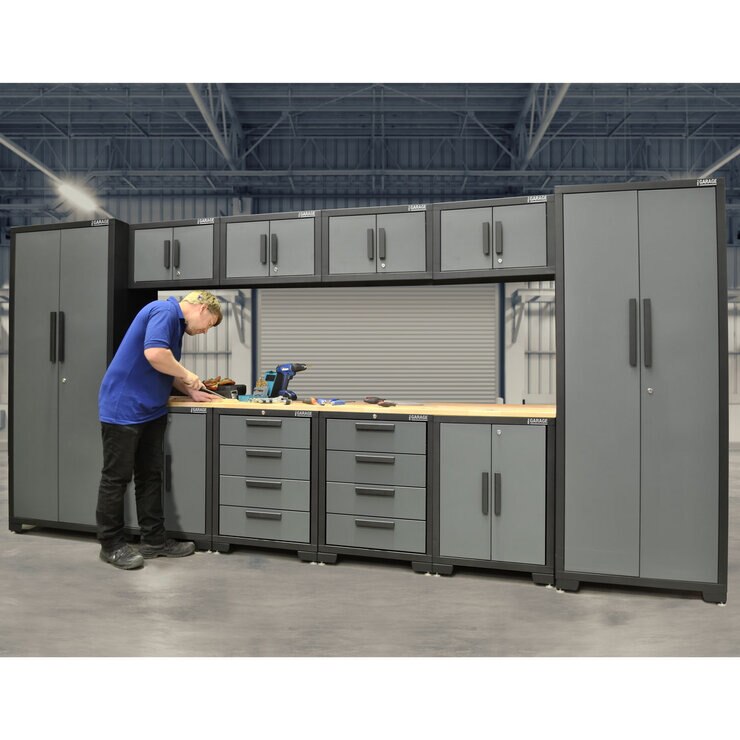 Hilka Professional 24 Gauge Steel 11 Piece Modular Cabinet Set