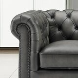 Allington 2 Seater Grey Leather Chesterfield Sofa
