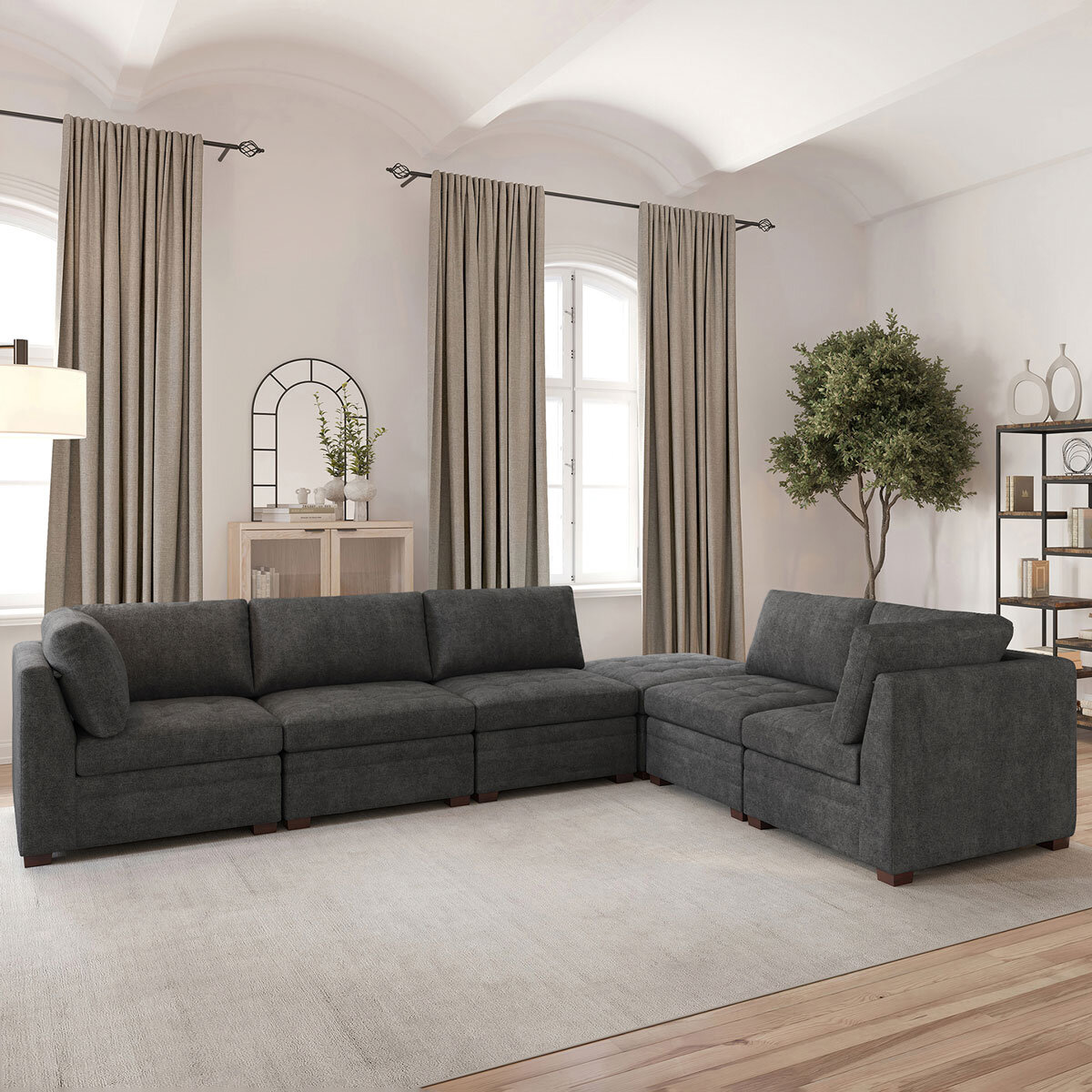 Thomasville tisdale dark grey 6 piece modular fabric sofa discount
