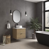 Ove Archie 600mm Wide Wall Mounted Vanity with 2 Drawers in Natural Oak