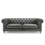 Allington 3 Seater Grey Leather Chesterfield Sofa