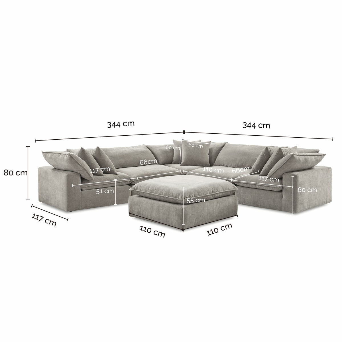 Aiden & Ivy Sereen Beige Fabric 6 Piece Modular Sofa