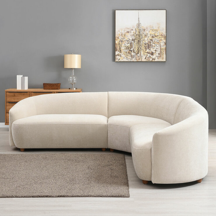Dolen Beige Fabric 3 Piece Corner Sofa