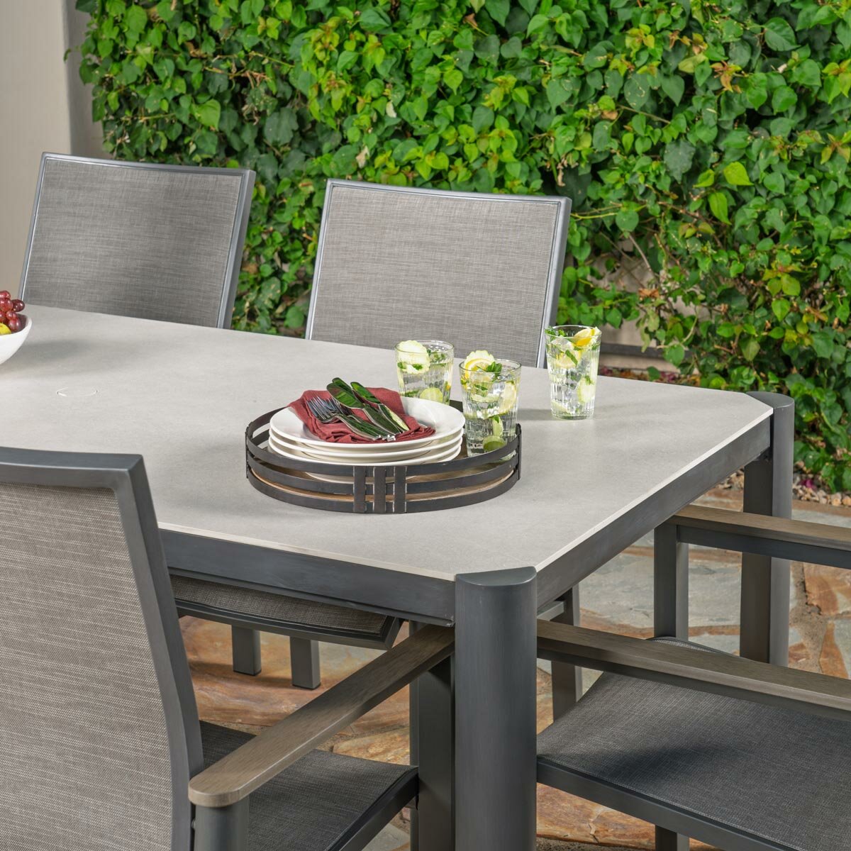 SunVilla Palermo 7 Piece Sling Dining Set + Cover