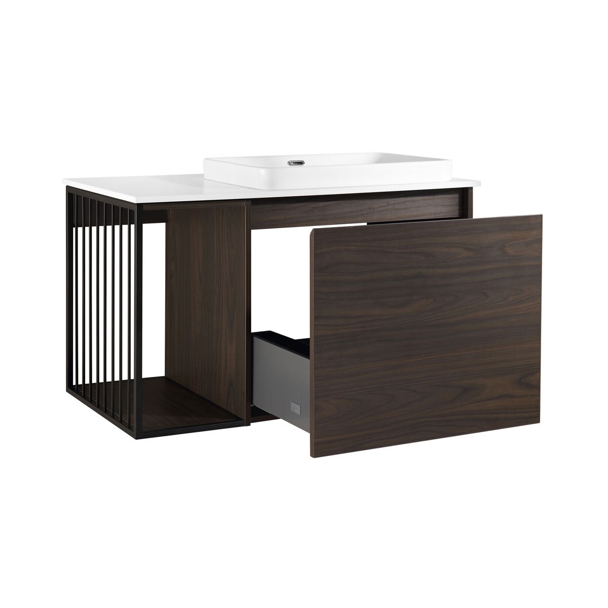 Ove Judy 1000mm Wide Wall Mounted Vanity in Dark Brown