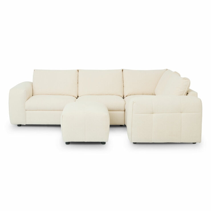Harper Cream 5 Piece Modular Fabric Sofa with Ottoman