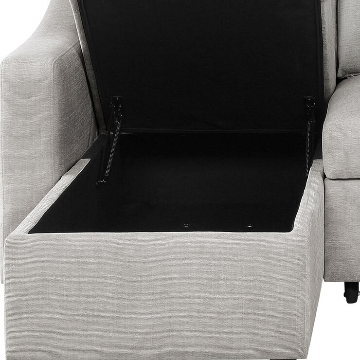Coddle Aria Beige Fabric Convertible Sofa Bed with Chaise