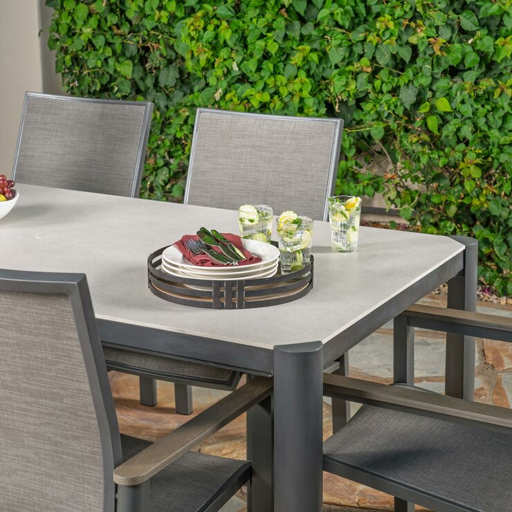SunVilla Palermo 7 Piece Sling Dining Set + Cover