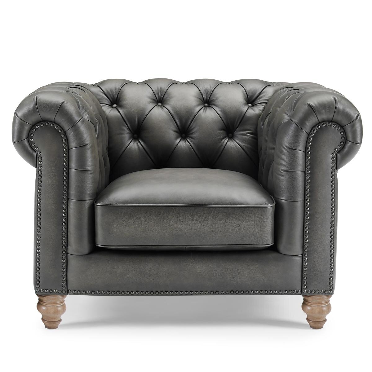 Allington Grey Leather Chesterfield Armchair