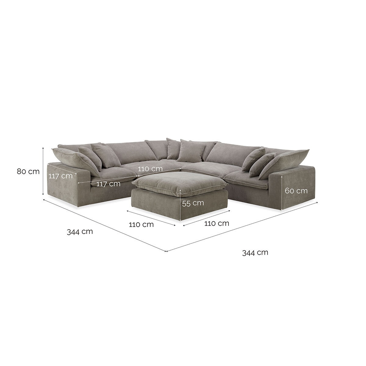 Aiden & Ivy Sereen Beige Fabric 6 Piece Modular Sofa
