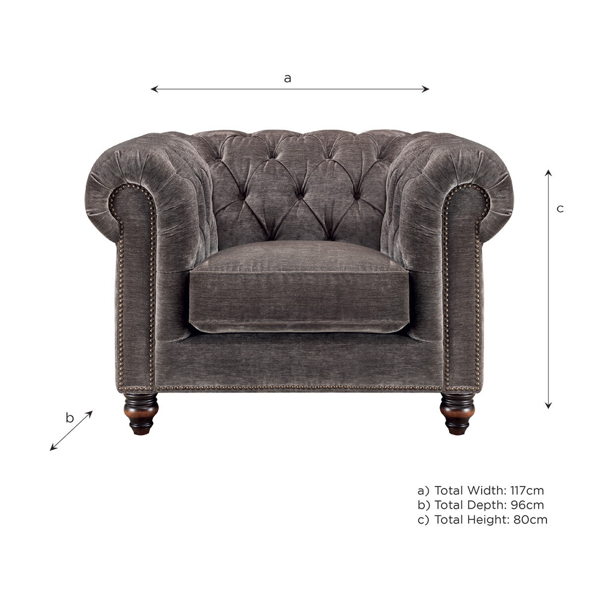 Allington Grey Fabric Chesterfield Armchair