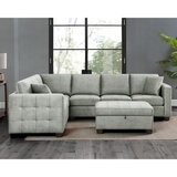 Thomasville Kylie Grey Fabric Sectional Sofa with Storage Ottoman