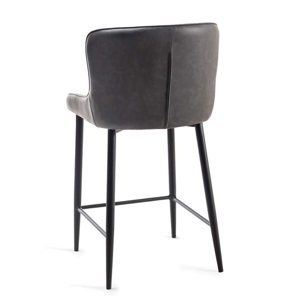 Finch Grey Faux Leather Diamond Stitch Bar Stool, 2 Pack