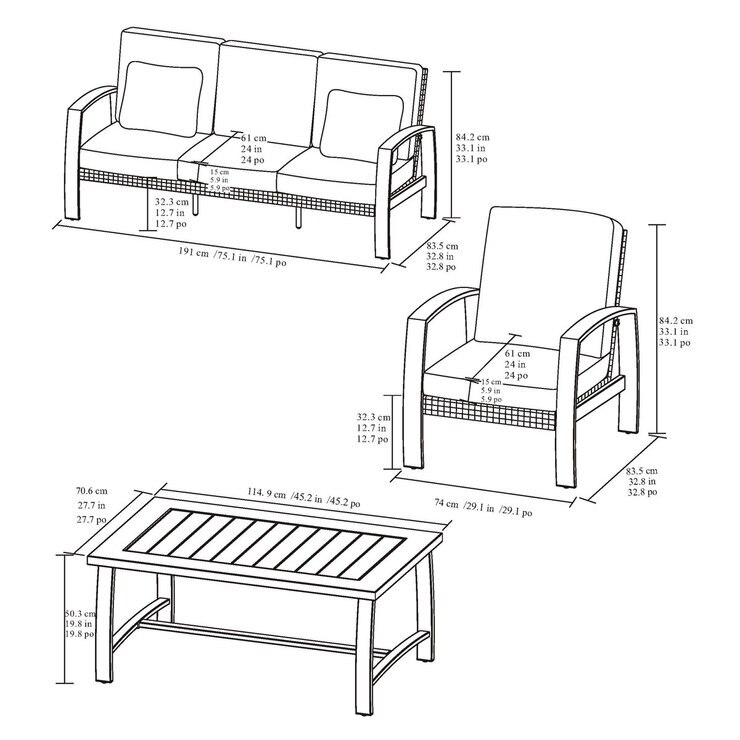 Agio Harper 4 Piece Woven Deep Seating Patio Set + Cover