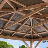 Yardistry 10 x 12ft (3 x 3.7m) Wooden Gazebo with Peaked Aluminium Solid Roof