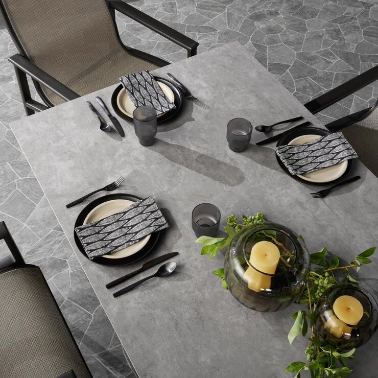 Agio Delray 7 Piece Sling Dining Set with Sintered Stone Table Top + Cover
