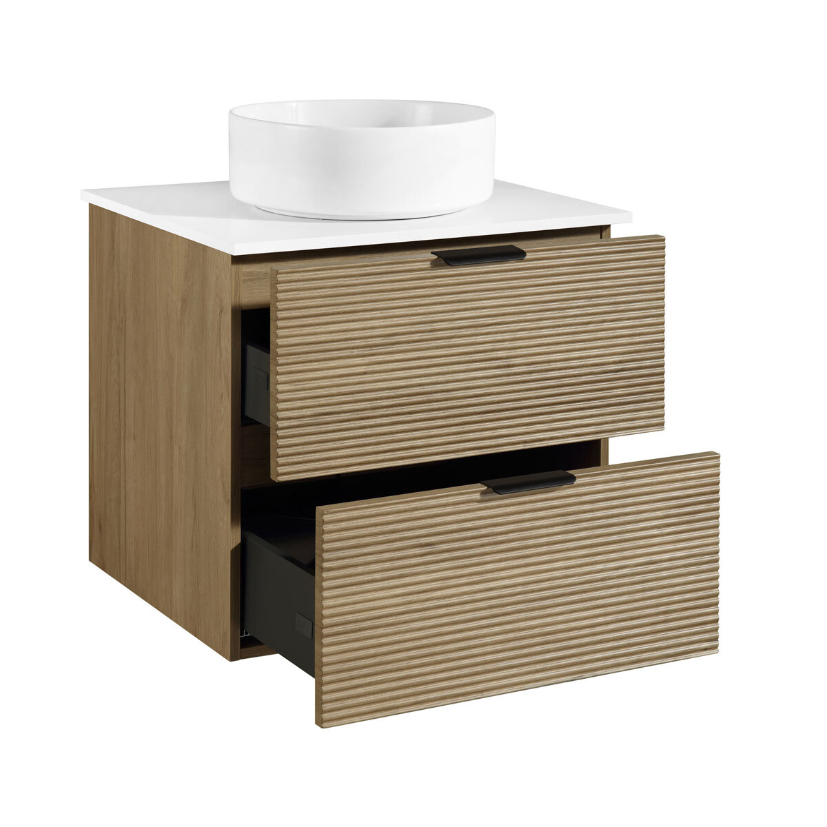 Ove Archie 600mm Wide Wall Mounted Vanity with 2 Drawers in Natural Oak
