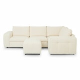 Harper Cream 5 Piece Modular Fabric Sofa with Ottoman