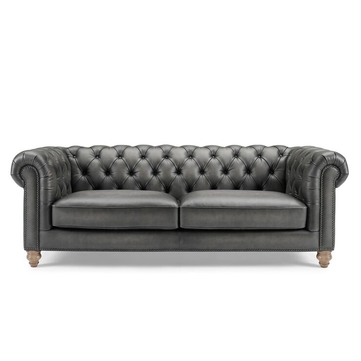 Allington 3 Seater Grey Leather Chesterfield Sofa