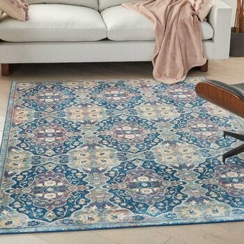 Ankara Global Collection Blue Patterned Rug, 160 x 229 cm