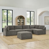Thomasville Fallon Grey 6 Piece Modular Fabric Sofa