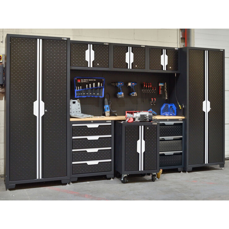Hilka Garage Pro+ 24 Gauge Steel 9 Piece Cabinet Set Hilka Garage Pro+ 24 Gauge Steel 9 Piece Cabinet Set
